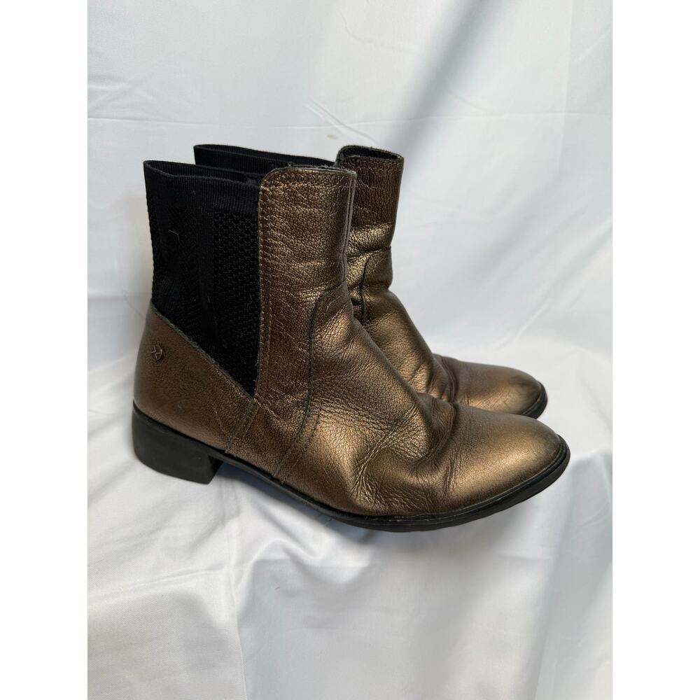 Aetrex Bronze Leather Booties Kaitlyn Brown Metallic Arch Support Orthodic 7.5-8